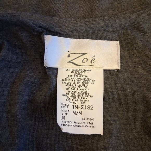 NWT Zoe Women's Gray Black White Patchwork Design Blouse ¾ Sleeve Top Size 8 M - Picture 8 of 8